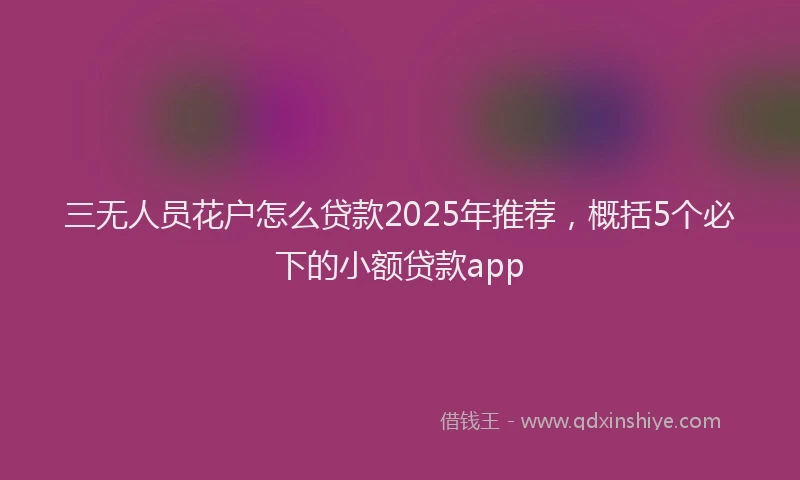 三无人员花户怎么贷款2025年推荐，概括5个必下的小额贷款app