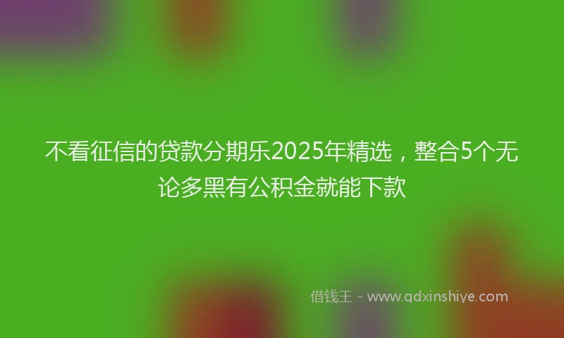 不看征信的贷款分期乐2025年精选，整合5个无论多黑有公积金就能下款