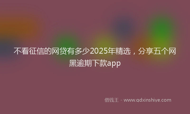 不看征信的网贷有多少2025年精选，分享五个网黑逾期下款app