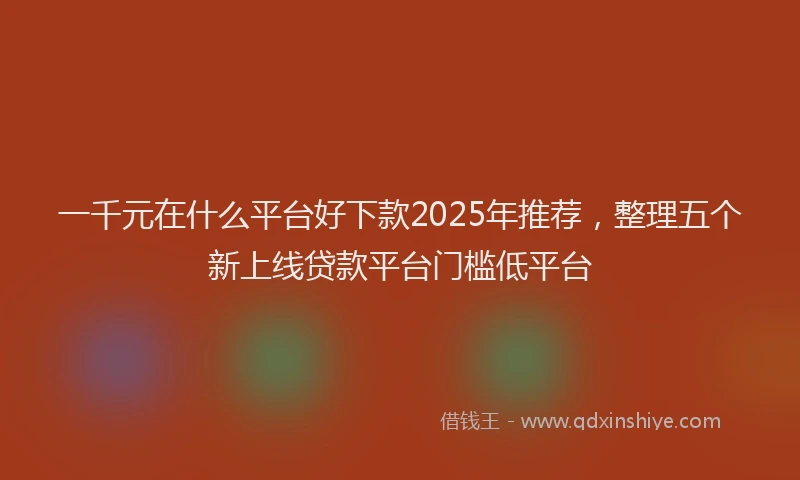 一千元在什么平台好下款2025年推荐，整理五个新上线贷款平台门槛低平台