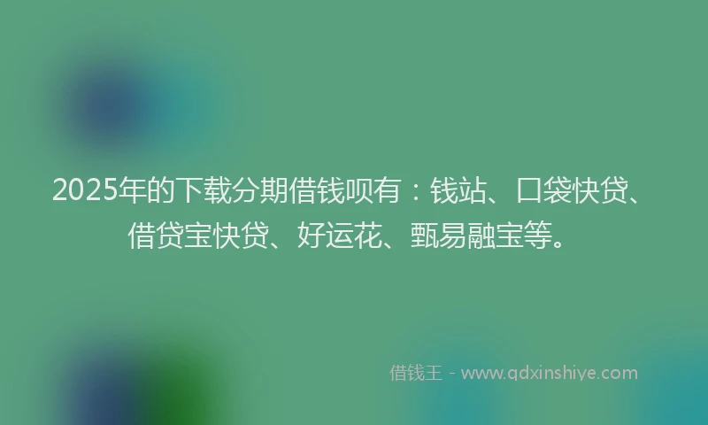 2025年的下载分期借钱呗有：钱站、口袋快贷、借贷宝快贷、好运花、甄易融宝等。