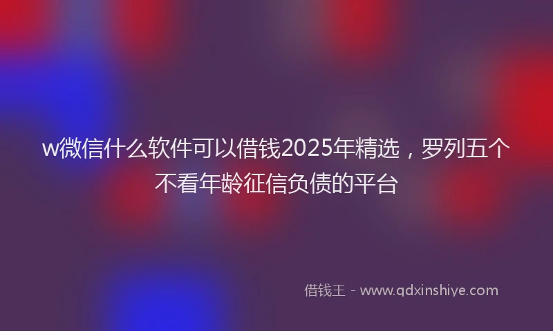 w微信什么软件可以借钱2025年精选，罗列五个不看年龄征信负债的平台