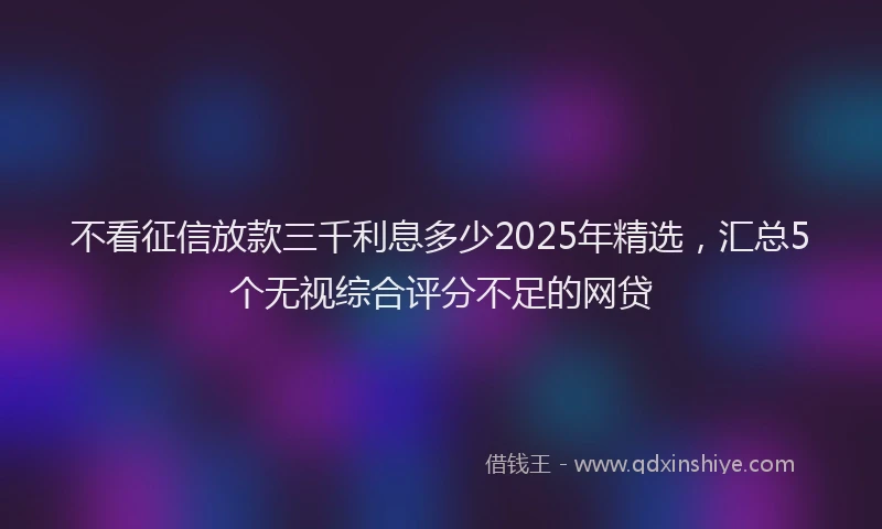 不看征信放款三千利息多少2025年精选，汇总5个无视综合评分不足的网贷