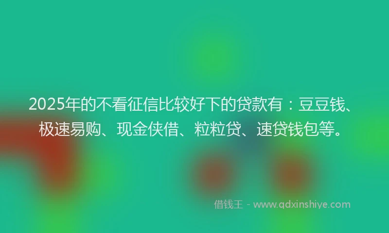 2025年的不看征信比较好下的贷款有：豆豆钱、极速易购、现金侠借、粒粒贷、速贷钱包等。