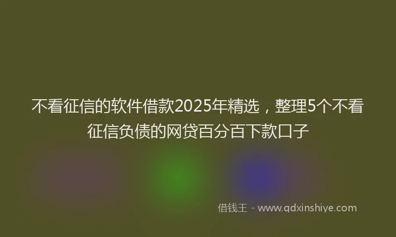 不看征信的软件借款2025年精选，整理5个不看征信负债的网贷百分百下款口子