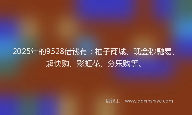 2025年的9528借钱有：柚子商城、现金秒融易、超快购、彩虹花、分乐购等。