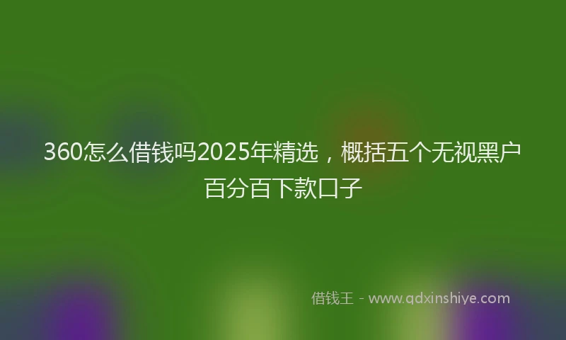 360怎么借钱吗2025年精选，概括五个无视黑户百分百下款口子