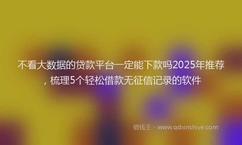 不看大数据的贷款平台一定能下款吗2025年推荐，梳理5个轻松借款无征信记录的软件