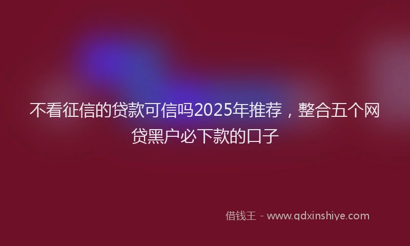 不看征信的贷款可信吗2025年推荐，整合五个网贷黑户必下款的口子