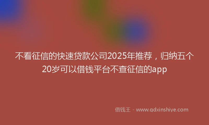 不看征信的快速贷款公司2025年推荐，归纳五个20岁可以借钱平台不查征信的app