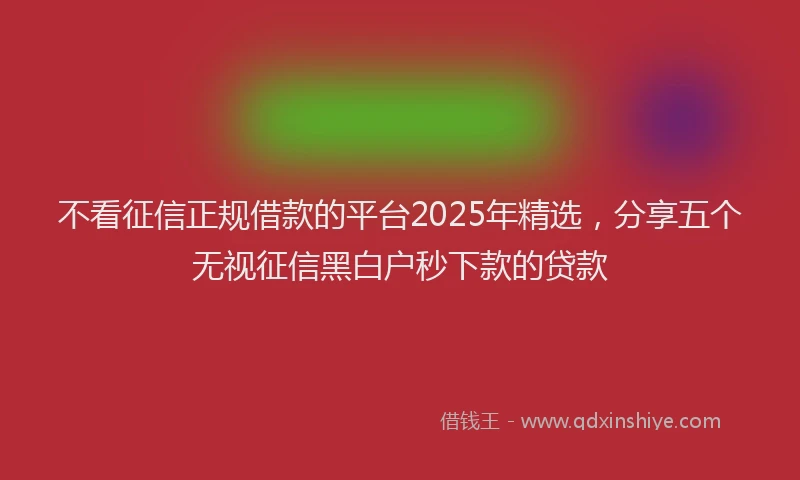 不看征信正规借款的平台2025年精选，分享五个无视征信黑白户秒下款的贷款