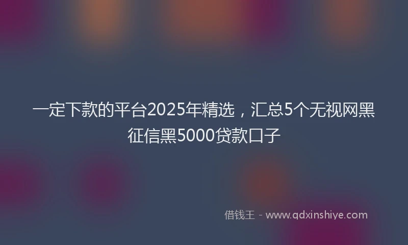 一定下款的平台2025年精选，汇总5个无视网黑征信黑5000贷款口子