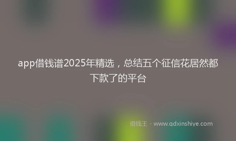 app借钱谱2025年精选，总结五个征信花居然都下款了的平台