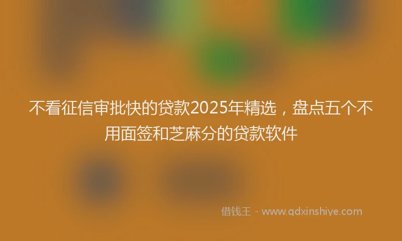 不看征信审批快的贷款2025年精选，盘点五个不用面签和芝麻分的贷款软件