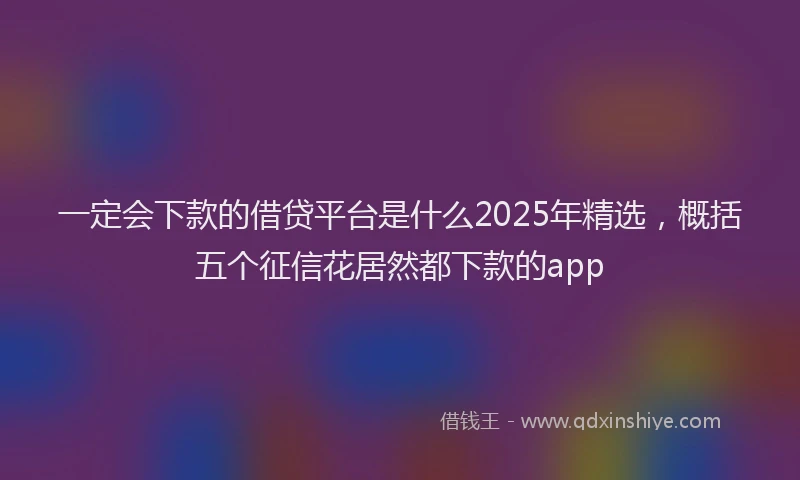 一定会下款的借贷平台是什么2025年精选，概括五个征信花居然都下款的app