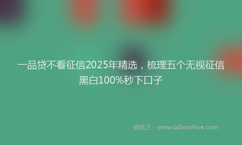 一品贷不看征信2025年精选，梳理五个无视征信黑白100%秒下口子