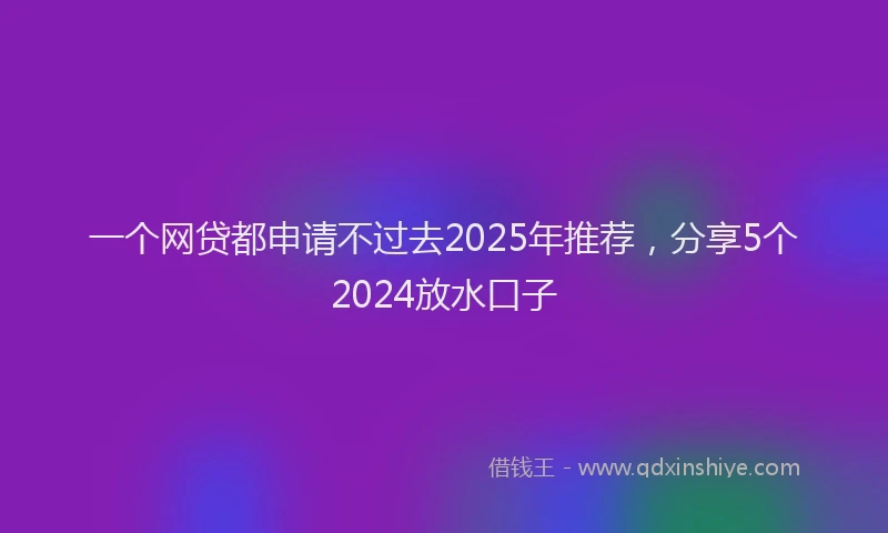 一个网贷都申请不过去2025年推荐，分享5个2024放水口子