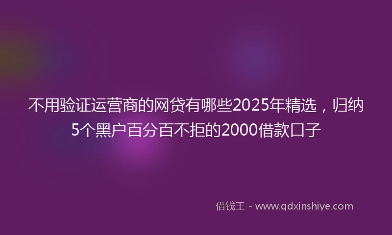 不用验证运营商的网贷有哪些2025年精选，归纳5个黑户百分百不拒的2000借款口子
