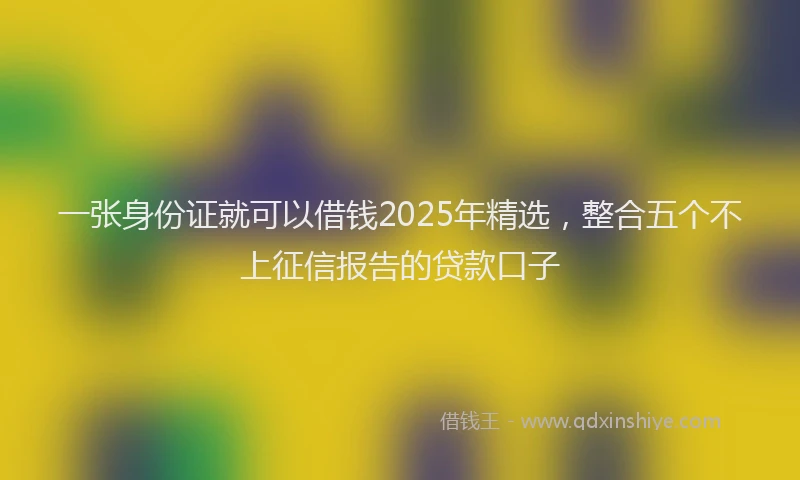 一张身份证就可以借钱2025年精选，整合五个不上征信报告的贷款口子