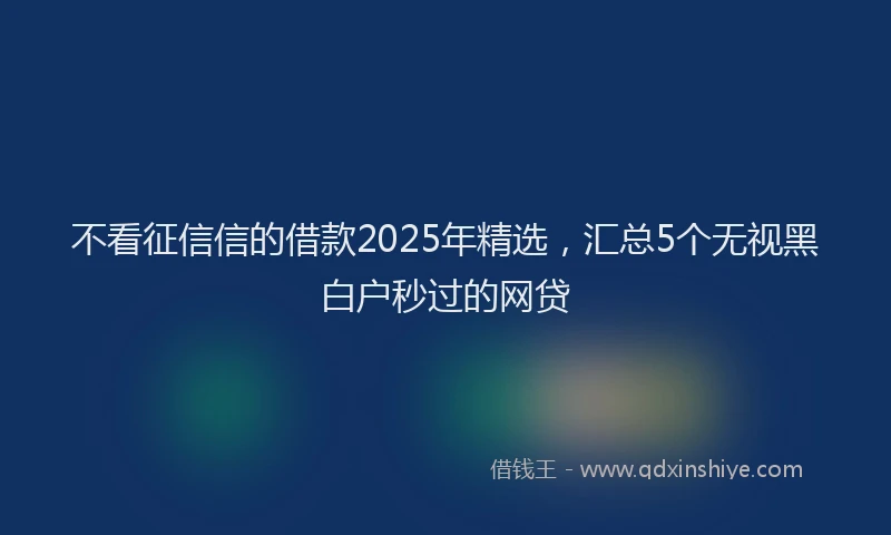 不看征信信的借款2025年精选，汇总5个无视黑白户秒过的网贷