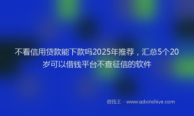 不看信用贷款能下款吗2025年推荐，汇总5个20岁可以借钱平台不查征信的软件