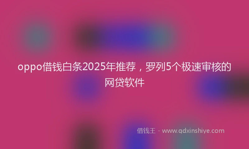 oppo借钱白条2025年推荐，罗列5个极速审核的网贷软件