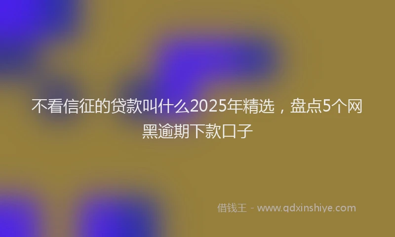 不看信征的贷款叫什么2025年精选，盘点5个网黑逾期下款口子