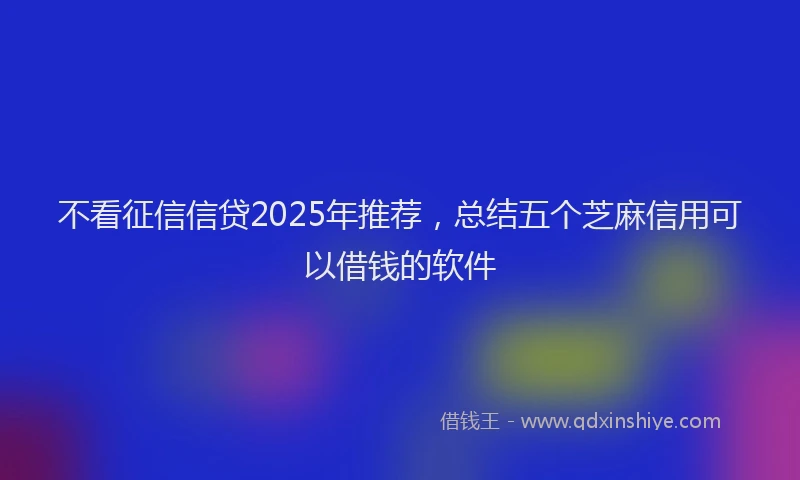 不看征信信贷2025年推荐，总结五个芝麻信用可以借钱的软件