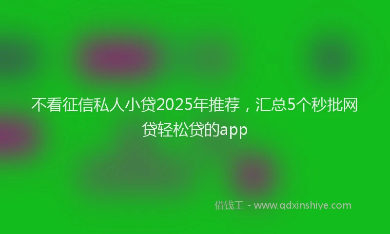 不看征信私人小贷2025年推荐，汇总5个秒批网贷轻松贷的app