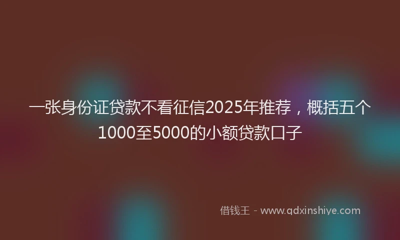 一张身份证贷款不看征信2025年推荐，概括五个1000至5000的小额贷款口子