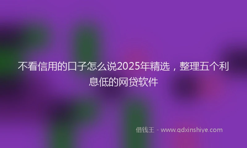 不看信用的口子怎么说2025年精选，整理五个利息低的网贷软件