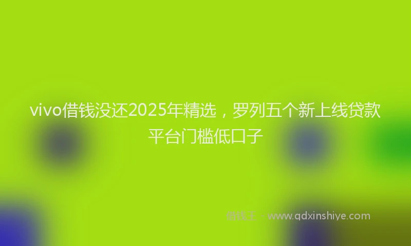 vivo借钱没还2025年精选，罗列五个新上线贷款平台门槛低口子
