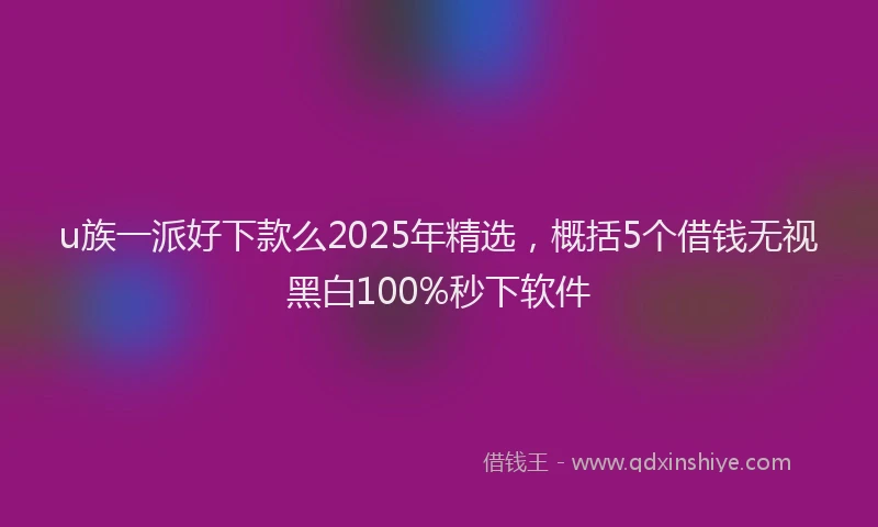 u族一派好下款么2025年精选，概括5个借钱无视黑白100%秒下软件