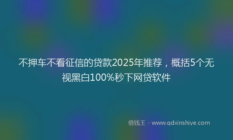 不押车不看征信的贷款2025年推荐，概括5个无视黑白100%秒下网贷软件