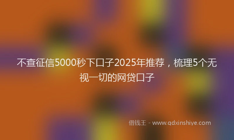 不查征信5000秒下口子2025年推荐，梳理5个无视一切的网贷口子
