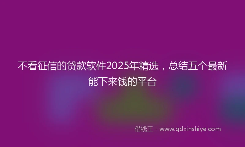 不看征信的贷款软件2025年精选，总结五个最新能下来钱的平台