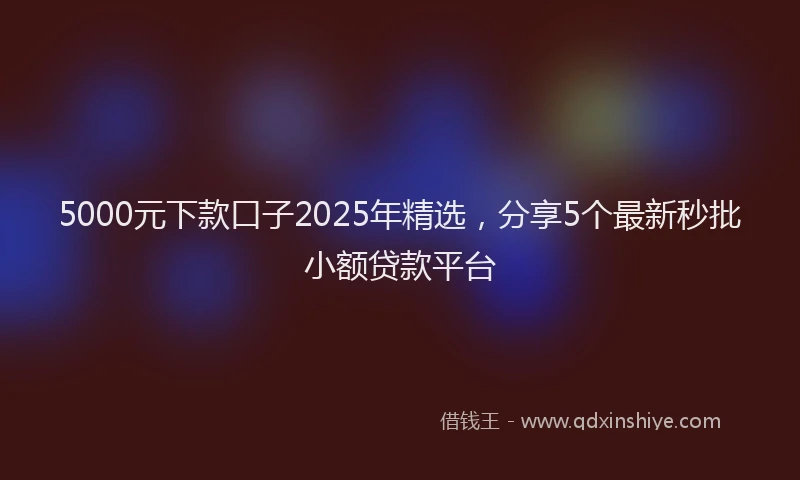 5000元下款口子2025年精选，分享5个最新秒批小额贷款平台