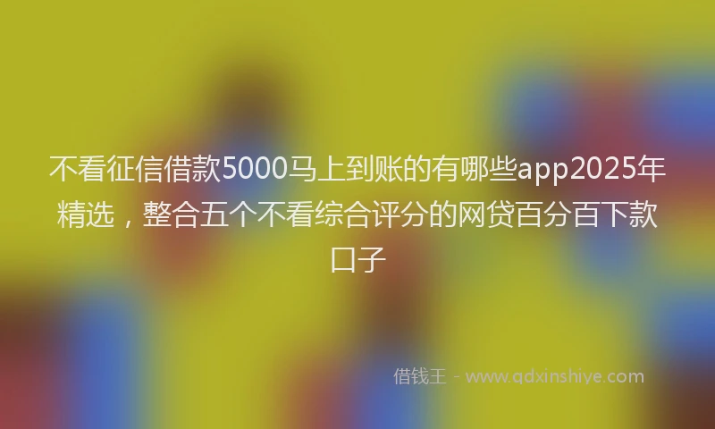 不看征信借款5000马上到账的有哪些app2025年精选，整合五个不看综合评分的网贷百分百下款口子
