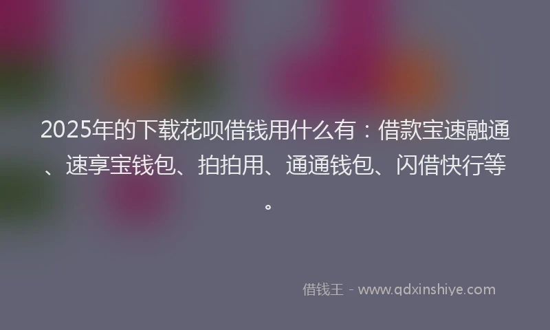2025年的下载花呗借钱用什么有：借款宝速融通、速享宝钱包、拍拍用、通通钱包、闪借快行等。