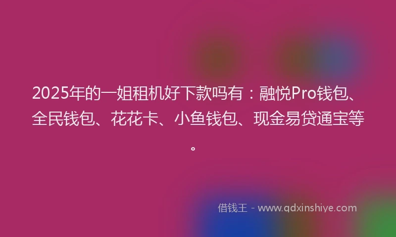 2025年的一姐租机好下款吗有：融悦Pro钱包、全民钱包、花花卡、小鱼钱包、现金易贷通宝等。