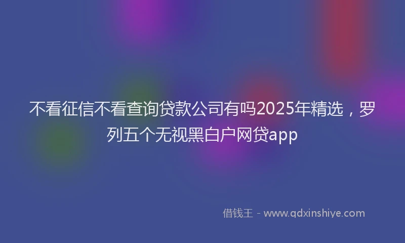 不看征信不看查询贷款公司有吗2025年精选，罗列五个无视黑白户网贷app