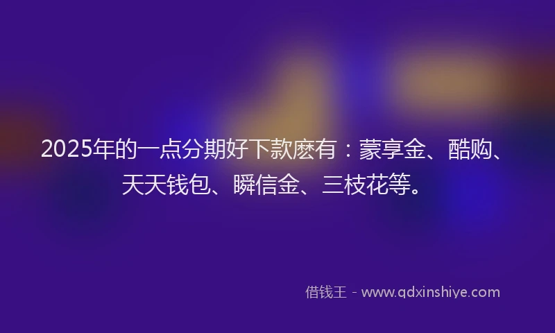 2025年的一点分期好下款麽有：蒙享金、酷购、天天钱包、瞬信金、三枝花等。