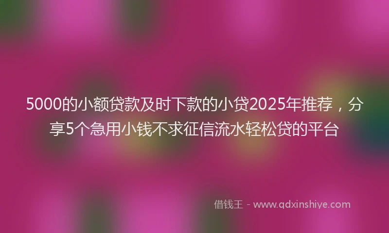 5000的小额贷款及时下款的小贷2025年推荐，分享5个急用小钱不求征信流水轻松贷的平台