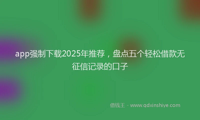 app强制下载2025年推荐，盘点五个轻松借款无征信记录的口子