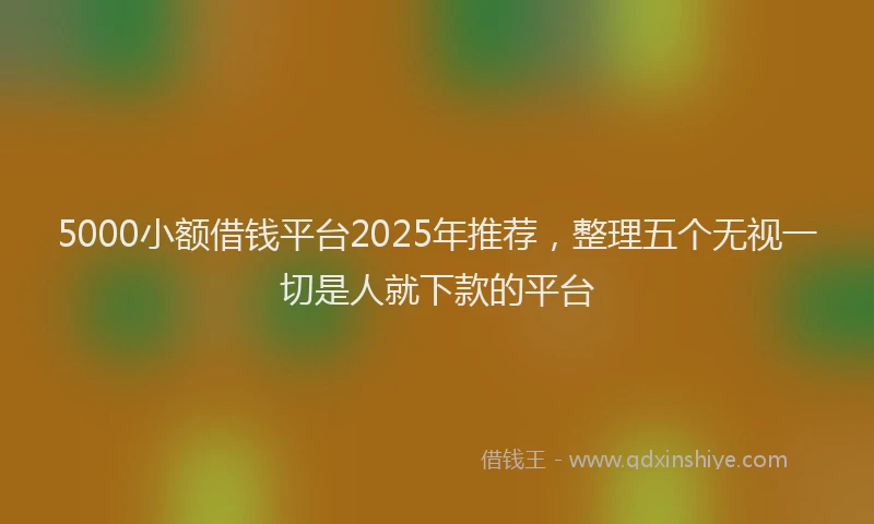 5000小额借钱平台2025年推荐，整理五个无视一切是人就下款的平台