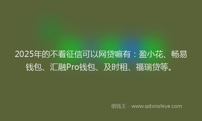 2025年的不看征信可以网贷嘛有：盈小花、畅易钱包、汇融Pro钱包、及时租、福瑞贷等。