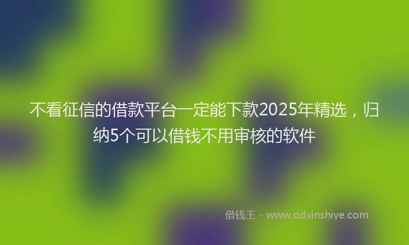 不看征信的借款平台一定能下款2025年精选，归纳5个可以借钱不用审核的软件