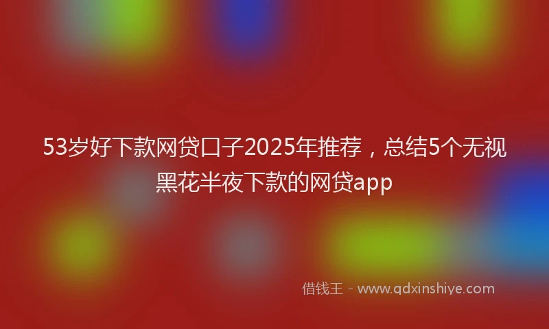 53岁好下款网贷口子2025年推荐，总结5个无视黑花半夜下款的网贷app