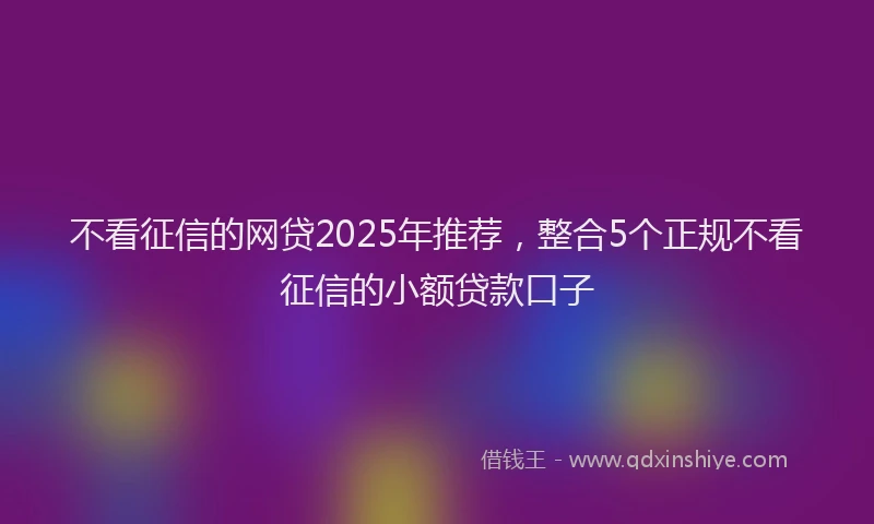 不看征信的网贷2025年推荐，整合5个正规不看征信的小额贷款口子