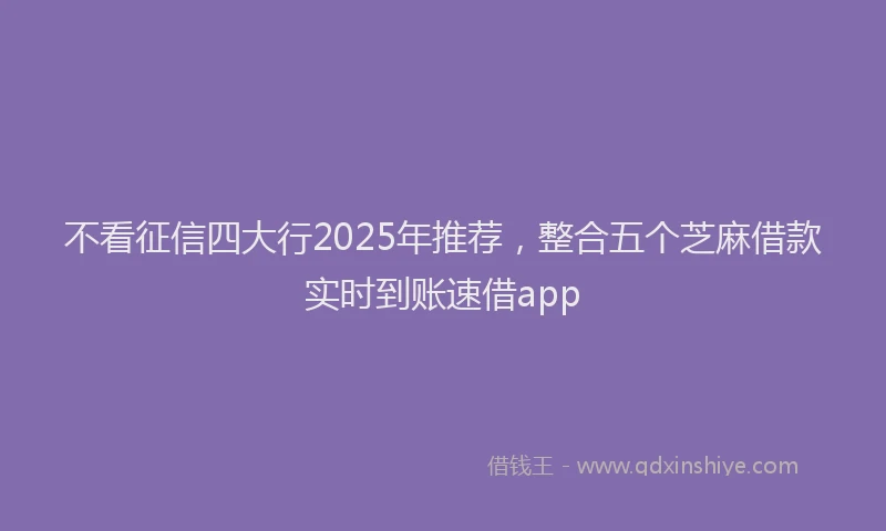 不看征信四大行2025年推荐，整合五个芝麻借款实时到账速借app